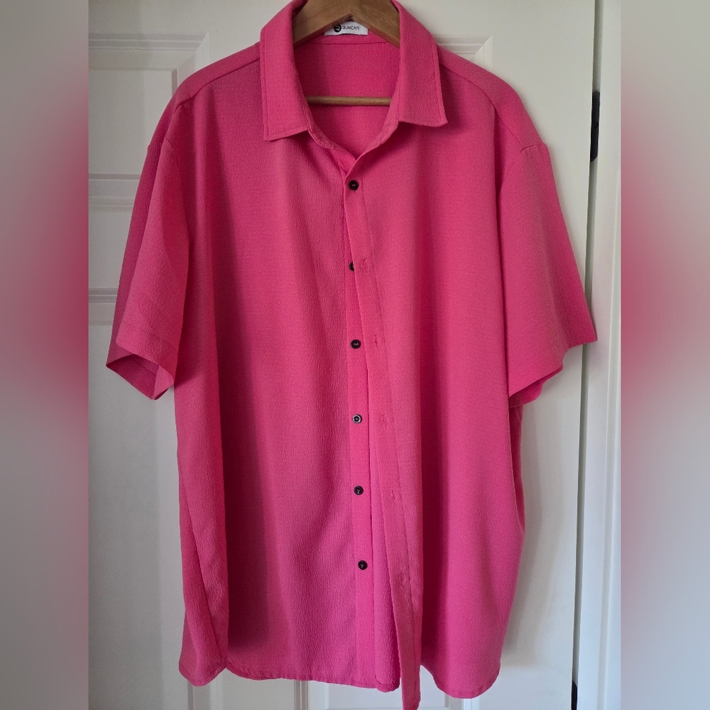 Runcati Men's XXL Pink Short Sleeve Shirt